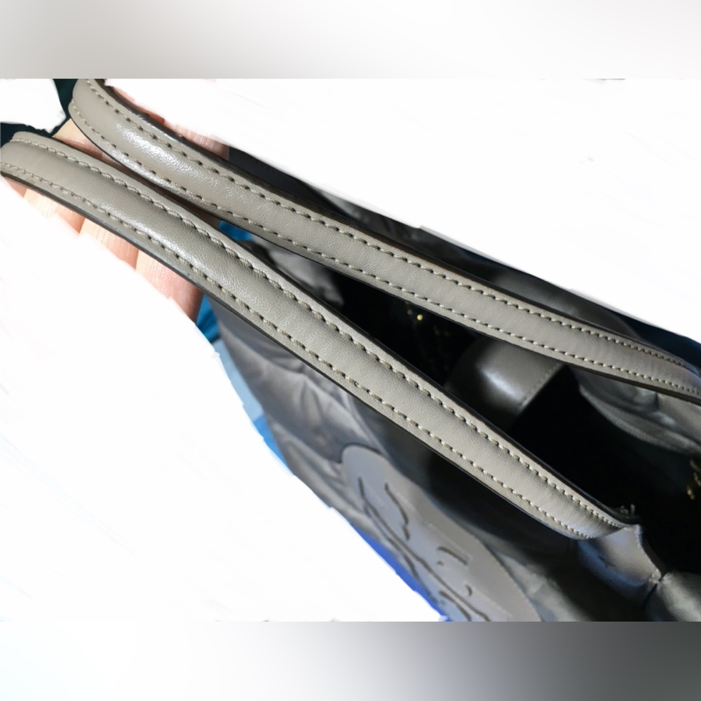 Tory Burch Nylon Ella Puffer Tote Handbag Taupe Gray - Picture 13 of 16